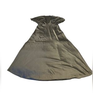 BHLDN Amelia Deep-V Neck Formal Green Satin Maxi Dress Size 22W EUC